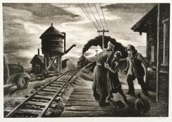 Lot of Three Prints: Including Thomas Hart Benton (American, 1889-1975),Morning Train